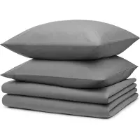 Blumtal Literie 2x135x200cm + 2x taies d'oreiller 40x80cm - Microfibre Bed Sheets 135x200cm - Set de 4 draps de lit gris