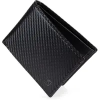 SERASAR | Portefeuille en cuir de carbone [Carbone] en cuir | Couleur : Noir | Longueur : 13cm