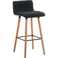 CLP Tabouret de bar Lincoln Tissu avec structure en bois et repose-pieds intégré,noir