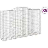 vidaXL Gabions avec arc surélevé 9 pcs. 300x50x180/200cm Fer galvanisé