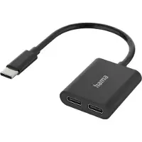Hama adaptateur audio 2en1 USB-C mâle vers 2x USB-C femelle Audio + charge