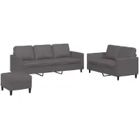 vidaXL Ensemble de canapés 3 pièces avec coussins Gris Similicuir