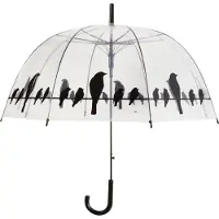 Esschert Design Parapluie Oiseaux sur ligne électrique Transparent TP166