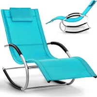 Tillvex Chaise longue bleu Chaise longue de jardin | Chaise longue résistante aux intempéries | Chaise longue à bascule charge 150 kg | Chaise longue respirante