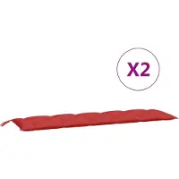 vidaXL Coussins de banc de jardin 2 pcs. Rouge 180x50x7 cm Tissu Oxford