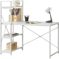 En.casa Bureau 'Stavanger' avec étagère 120 x 60 x 122 cm blanc