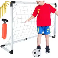 Trizand Set de jeu de football pour enfants But de football Filet de but Football Pompe à air Jardin Parc Plage 23459