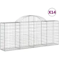 vidaXL Gabions avec arc surélevé 14 pcs. 200x30x80/100cm Fer galvanisé