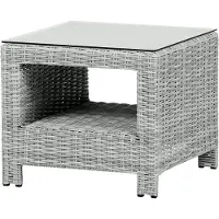Ebuy24 Vinor Table d'appoint avec plateau en verre, sable.