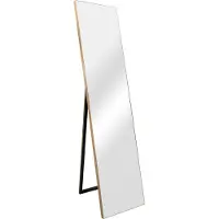 En.casa Miroir sur pied Barletta 150x35 cm Miroir corps entier rectangulaire Miroir d'habillage basculant inclinable Or