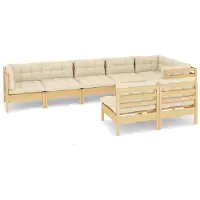 vidaXL Ensemble salon de jardin 8 pièces avec coussins crème pin massif