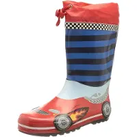 Playshoes Bottes en caoutchouc 'Rennwagen' bleu / rouge / blanc