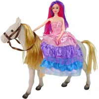 Lean Toys Poupée princesse avec poney blanc + accessoires