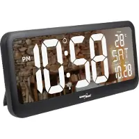 Greenblue Horloge numérique avec capteur de température 37x17cm Grande horloge murale Alarme Affichage LED