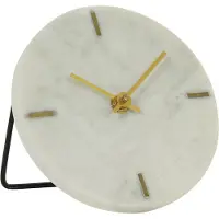 Light & Living Horloge MORENO en pierre éffet marbre blanc - Ø15 cm