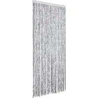 vidaXL Rideau anti-mouches blanc et gris 100x230 cm chenille