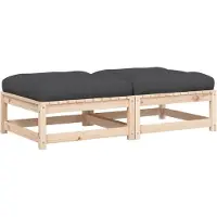 vidaXL Tabouret de jardin avec coussin 2 pcs. Pin massif