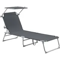 En.casa Chaise longue 'Getaria' avec toit solaire réglable Structure en acier 189 x 57 x 28 cm Gris foncé