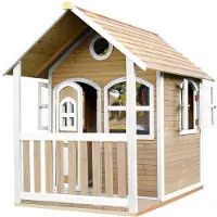 Axi Alex Maison Enfant En Bois | Maison De Jeux Pour L'Extérieur / Jardin En Marron & Blanc | Maisonnette / Cabane De Jeu Avec Des Fenêtres &