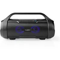 Nedis Bluetooth Party Boombox | 6 heures | 2.0 | 120 W | Playback by Media: AUX / Micro SD / USB | Ipx5 | Synchronisationable | Poignée de roulement | Lumière de fête | Noir