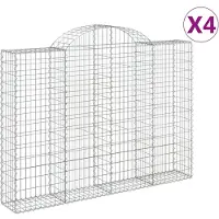 vidaXL Gabions avec arc surélevé 4 pcs. 200x30x140/160cm Fer galvanisé