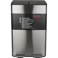 Spirella Poubelle Système de tri des déchets avec couvercle 60 L (2x30 litres) avec seau intérieur grandes poubelles Poubelle à pédale inox blanc