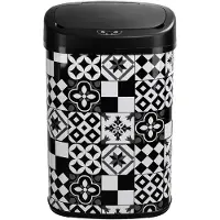Kitchen Move Poubelle automatique 58l inox motif carreau de ciment - - BAT-58LS06A TILE BLACK SS -
