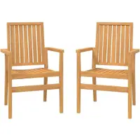 vidaXL Chaises de jardin empilables 2 pcs. 56,5x57,5x91 cm bois massif teck