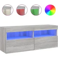 vidaXL Armoire TV murale avec lampes LED Gris Sonoma 100x30x40 cm