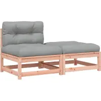 vidaXL Canapé de jardin sans accoudoirs avec coussin et pouf
