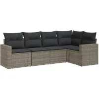 vidaXL Ensemble de salon de jardin 5 pièces avec coussins Gris Poly rotin