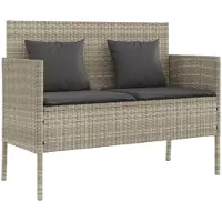 vidaXL Banc de jardin avec coussins gris clair Poly Rattan