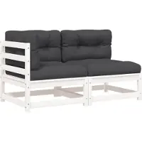 vidaXL Canapé de jardin avec coussins 2 places blanc pin massif