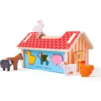 Bigjigs Boîte de tri des formes de la ferme en bois