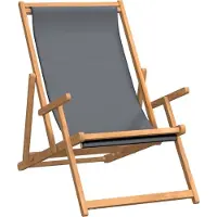 vidaXL Chaise de plage pliante en teck massif gris