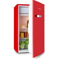 Klarstein Beercracker - réfrigérateur 90 L, 90 L, compartiment congélateur, 3 compartiments de porte, décapsuleur sur l'appareil, 2 clayettes en verre, rouge