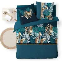 Douceur d'intérieur Parure de lit - - ALIANOR - Coton 57 fils - 240x220cm - Bleu