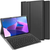 Cazy Housse pour Tablette avec Clavier compatible avec Lenovo Tab P12 Pro - Étui Clavier Bluetooth AZERTY - Noir