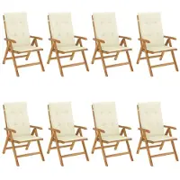 vidaXL Chaises de jardin avec coussins 8 pcs. Bois massif teck