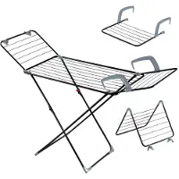 Kadax Séchoir à linge 3 en 1, vertical, pour sous-vêtements, vêtements, pliable, balcon + roulettes