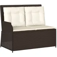 vidaXL Banc de jardin Réglable avec coussins Marron Poly Rattan