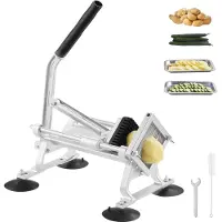 Vevor Coupe-légumes commercial, Coupe-fruits 1/4 de pouce, Coupe-légumes en acier inoxydable & alliage d'aluminium, Coupe-légumes manuel, pour radis, oignons, pommes de terre, citrons