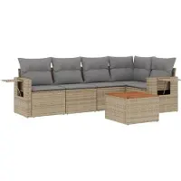 vidaXL Ensemble de salon de jardin 6 pièces avec coussins Beige Poly Rattan