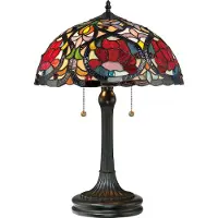 Elstead Lighting Lampe de table, verre Tiffany, métal, bronze, H 58,4 cm