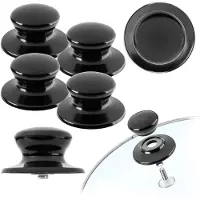Kadax Poignée pour couvercle de casserole "Caserta", Poignée de maintien pour couvercle de casserole en plastique et inox, 4 pièces, noir