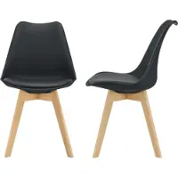 En.casa Chaise de salle à manger 'Fläten' (lot de 2) Chaise rembourrée en similicuir noir