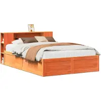 vidaXL Lit en bois massif sans matelas pin brun cireux 135x190 cm