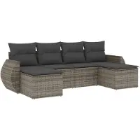 vidaXL Ensemble de salon de jardin 6 pièces avec coussins Gris Poly rotin