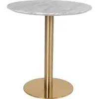 Ebuy24 Bojan Table à manger Ø70 cm, look marbre, pieds couleur laiton.