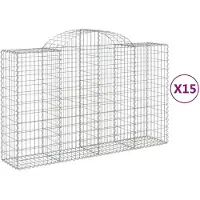 vidaXL Gabions avec arc surélevé 15pcs 200x50x120/140cm Fer galvanisé